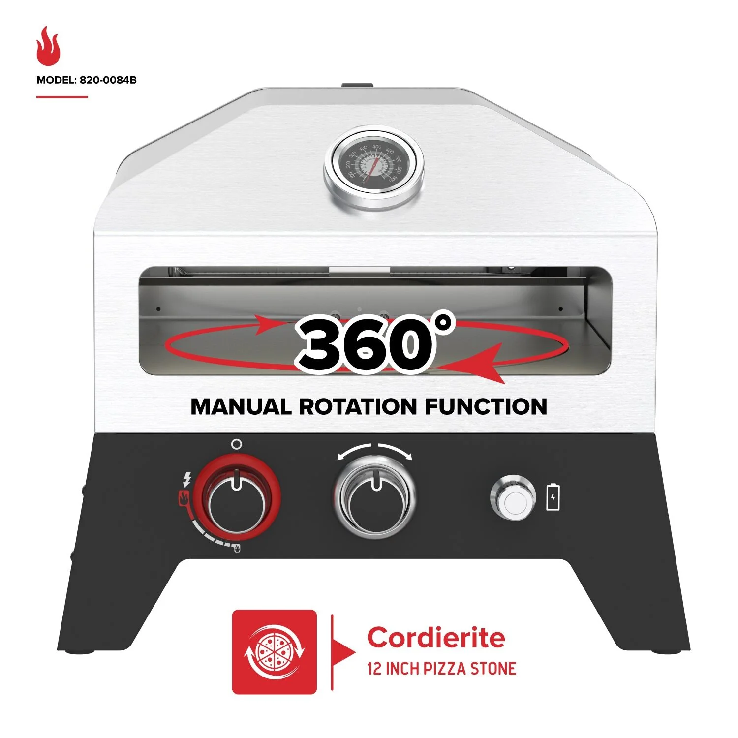 Portable 12-Inch Propane Pizza Oven with Rotating Stone - Image 5