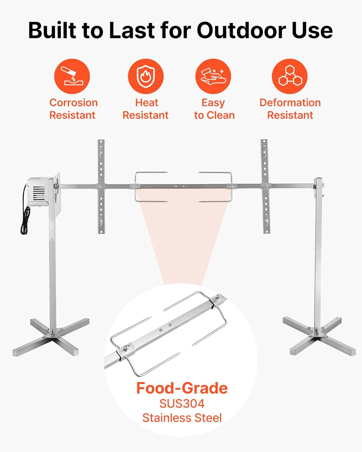 Electric Stainless Steel Rotisserie Grill Kit with Motor - Image 5