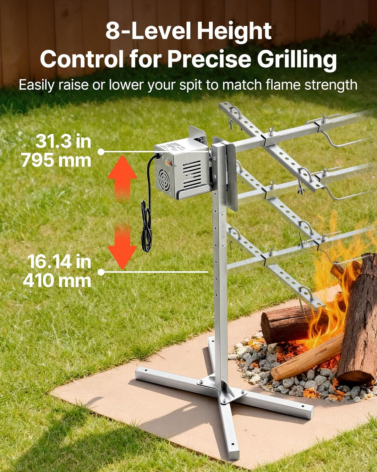 Electric Stainless Steel Rotisserie Grill Kit with Motor - Image 2