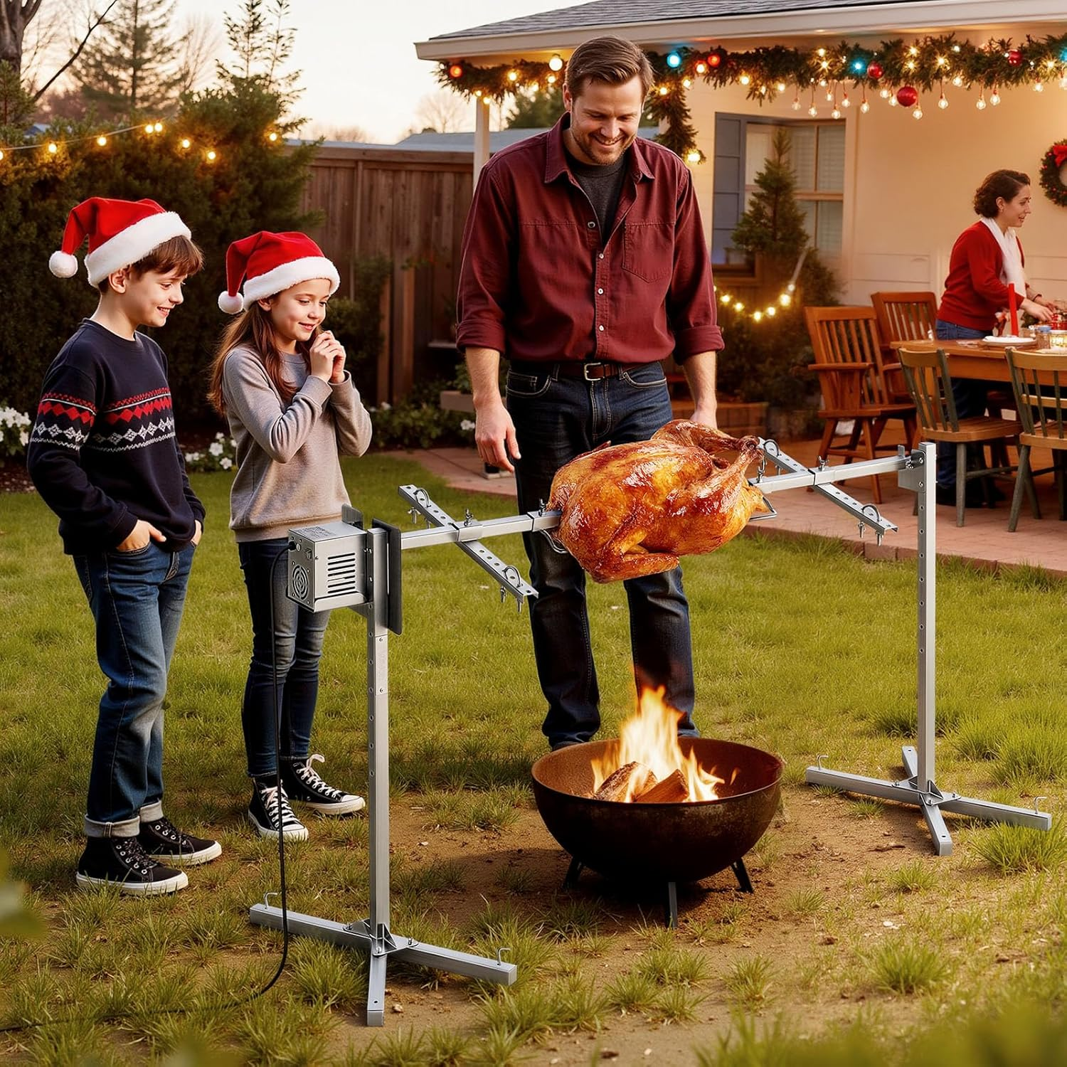Electric Stainless Steel Rotisserie Grill Kit with Motor - Image 7